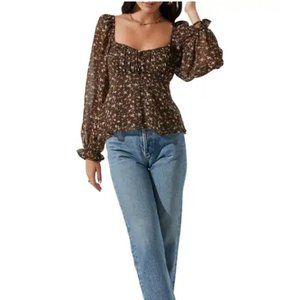 ASTR the Label Square Neck Floral Blouse - NWT